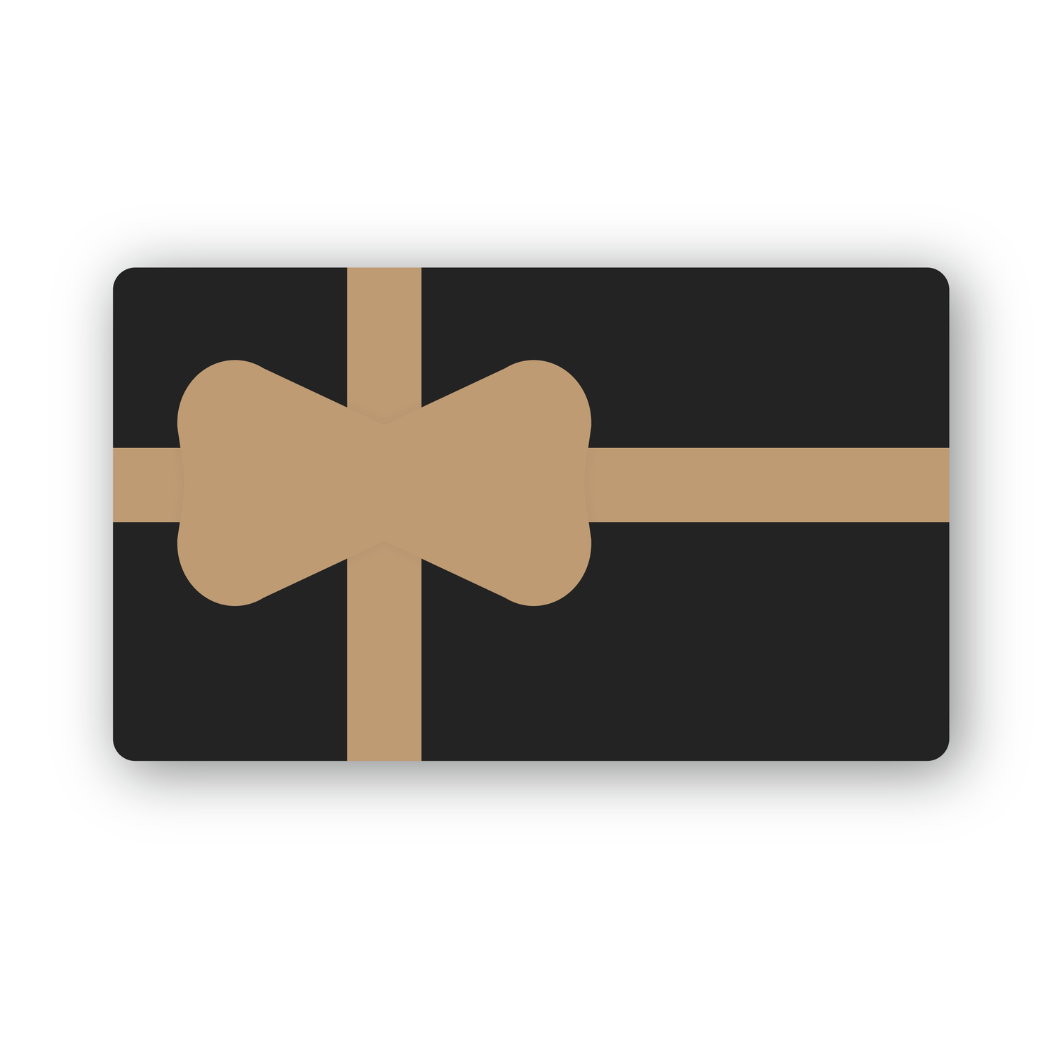 Image of a gift on a black box with a gold ribbon on a blank background. in the shape of a gift card. 